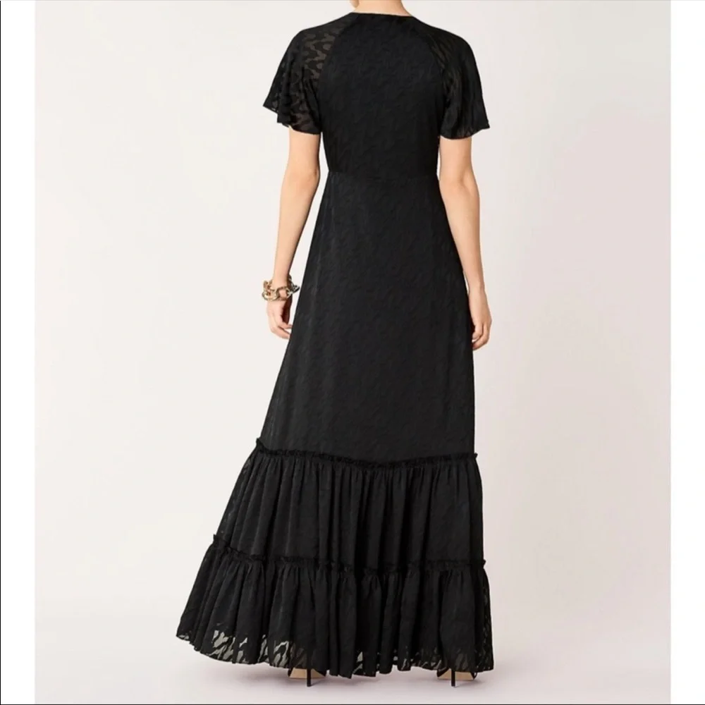 Diane Von Furstenberg Black Maxi Dress with Ruffle Hem